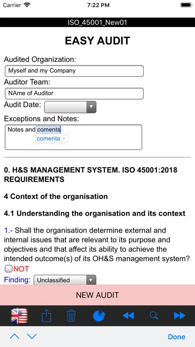 Screenshot di Easy ISO and OHSAS Audits