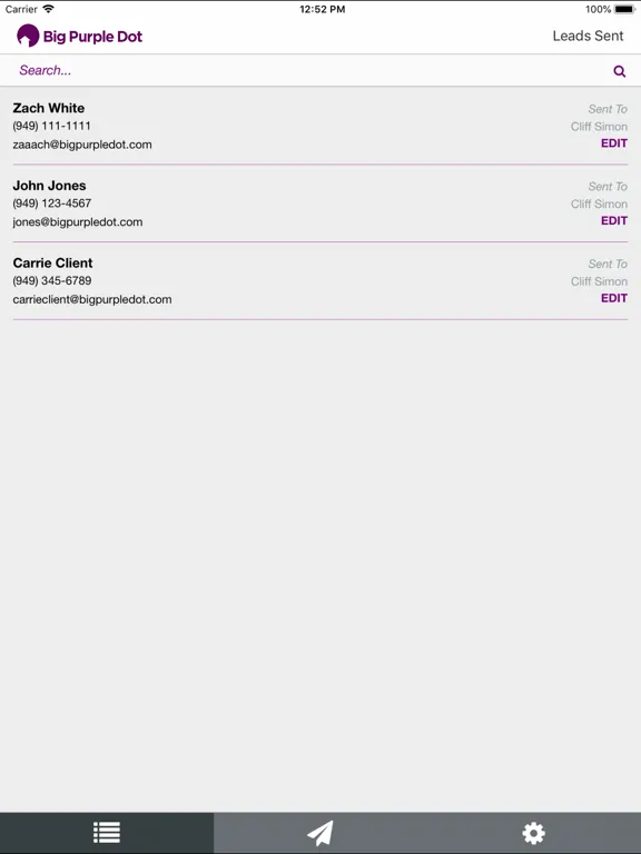 Tangkapan layar Lender Connect iPad 