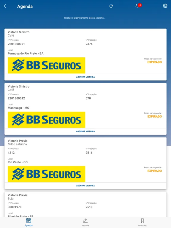 Zrzuty ekranu Vistoria BB Seguros iPad 