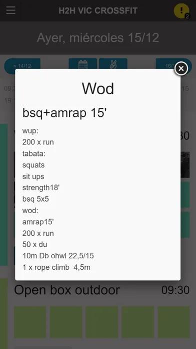 Capturas de tela do H2H VIC CrossFit