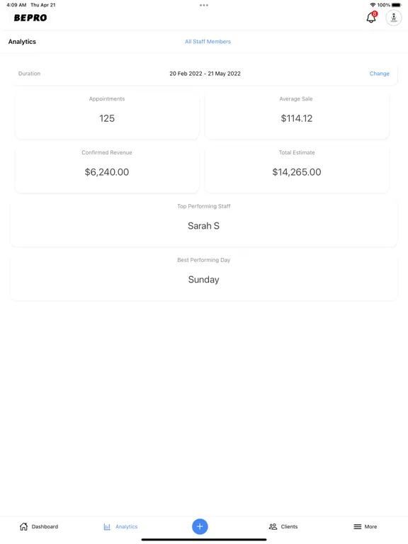 Capturas de pantalla de Bepro iPad 