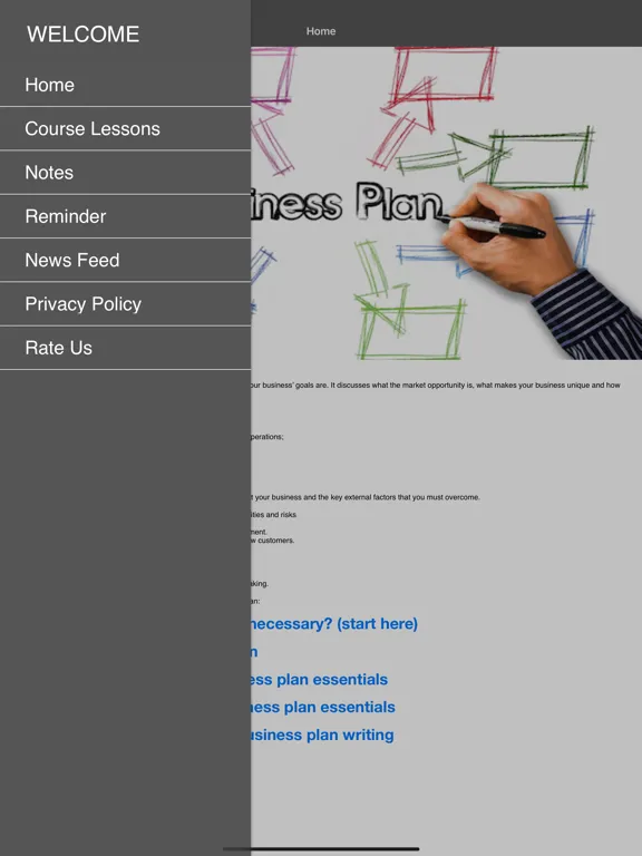 Ảnh chụp màn hình của Business Plan Startup Guide iPad 