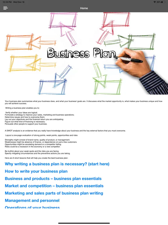 Ảnh chụp màn hình của Business Plan Startup Guide iPad 