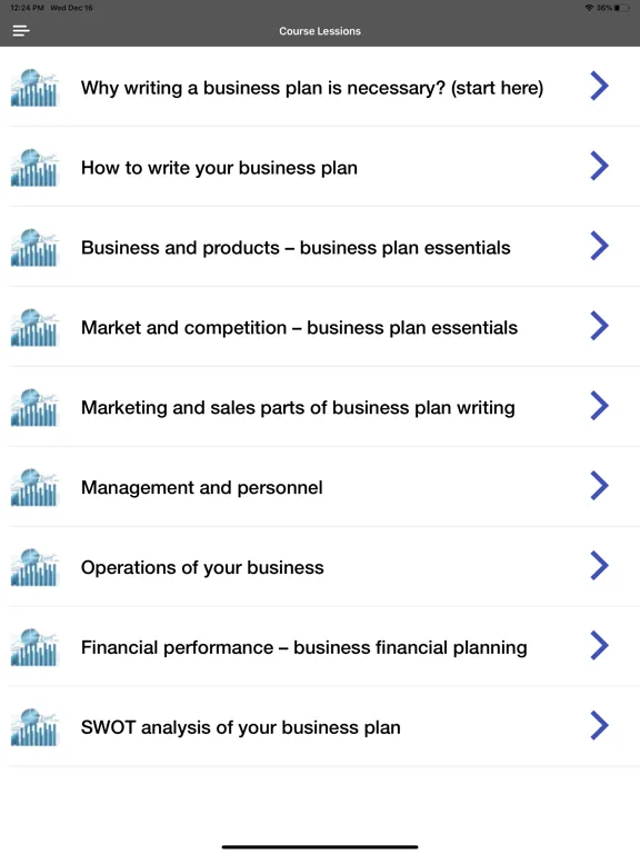 Ảnh chụp màn hình của Business Plan Startup Guide iPad 