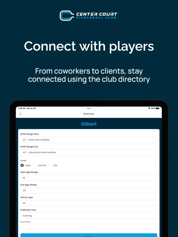 Center Court Pickleball iPad 应用截图