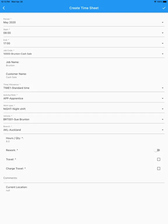 BruntonTimeSheet iPad  Screenshots