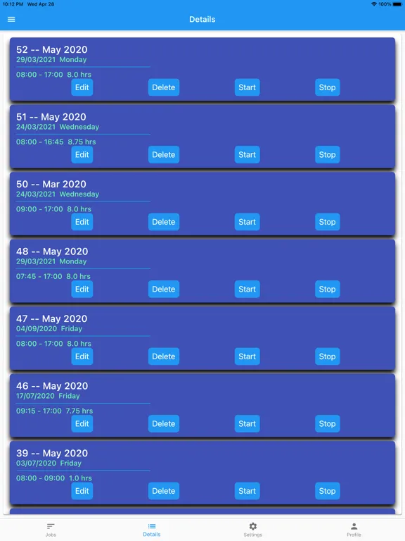 BruntonTimeSheet iPad  Screenshots