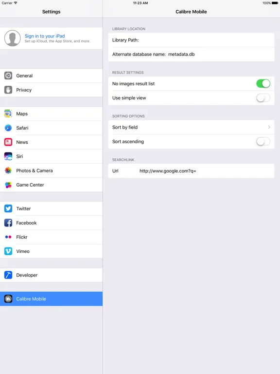 Zrzuty ekranu Calibre Mobile iPad 