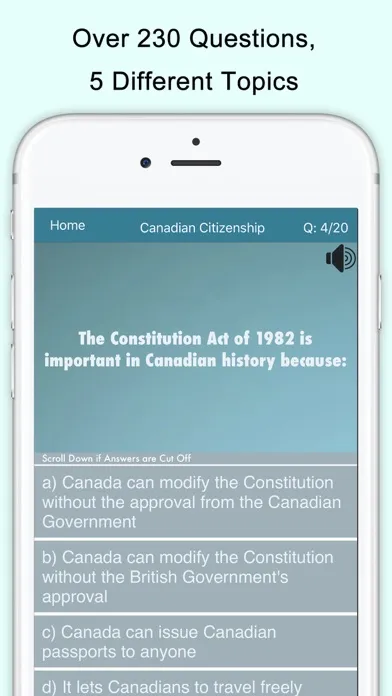 Captures d'écran de Canada Citizenship Test