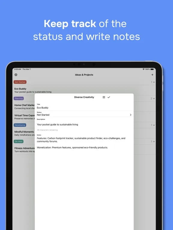 Zrzuty ekranu Ideaful: To-do list & Notes iPad 