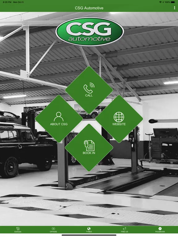 Ảnh chụp màn hình của CSG Automotive App iPad 