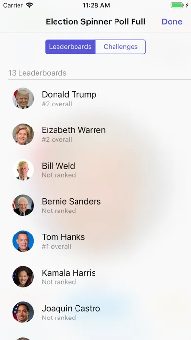 Zrzuty ekranu 2020 Election Spinner Poll