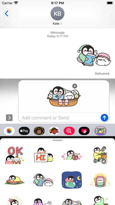 ภาพหน้าจอของ Cute Penguin 10 Stickers pack