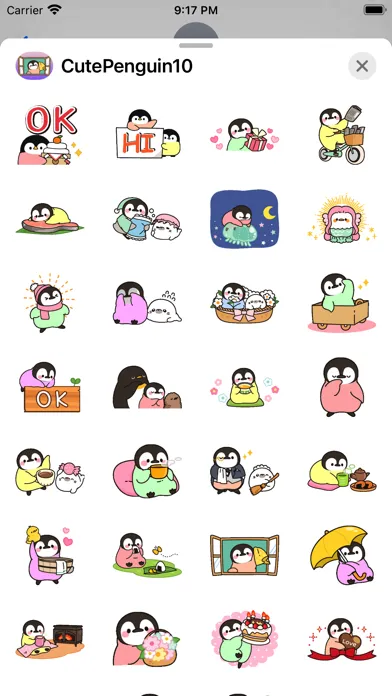 ภาพหน้าจอของ Cute Penguin 10 Stickers pack