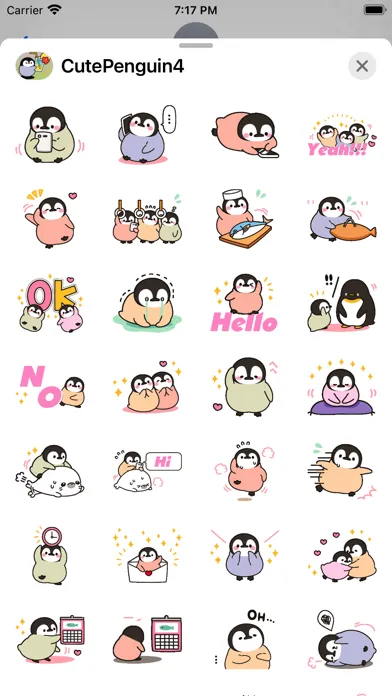 Cute Penguin 4 Stickers pack स्क्रीनशॉट