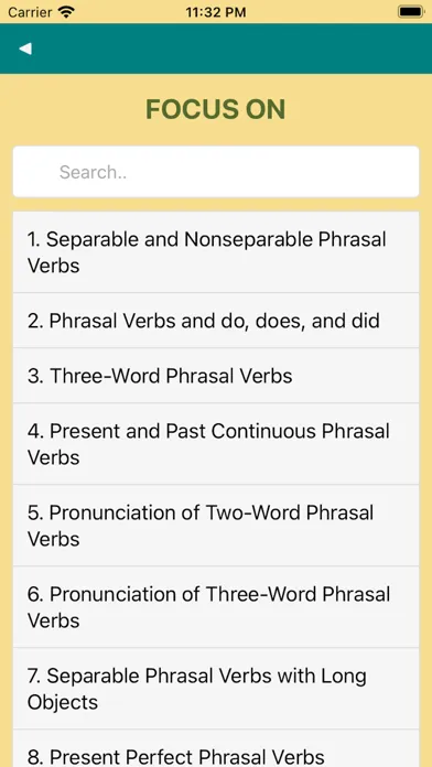 Capturas de tela do Phrasal Verbs - Phrase