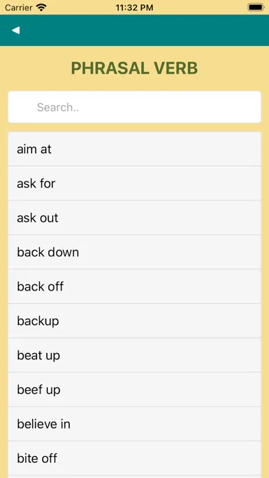 Capturas de tela do Phrasal Verbs - Phrase
