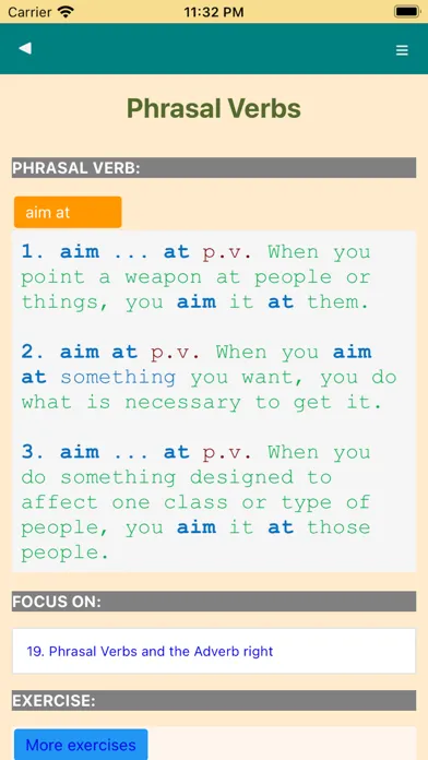 Capturas de tela do Phrasal Verbs - Phrase