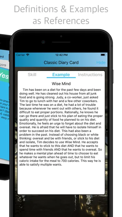 Simple DBT Skills Diary Card Screenshots