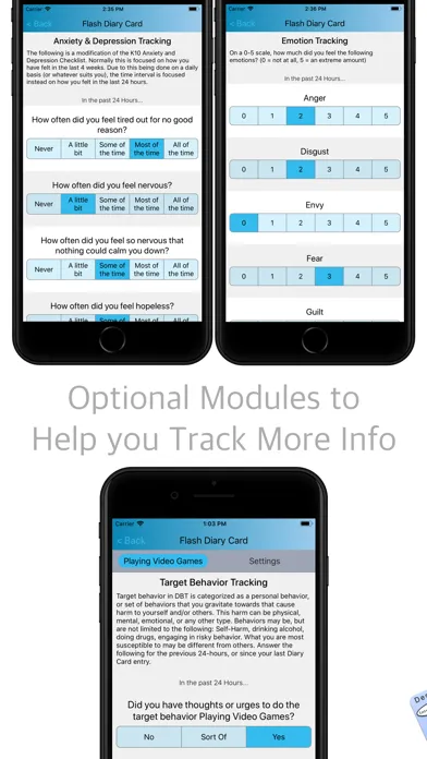 Simple DBT Skills Diary Card Screenshots