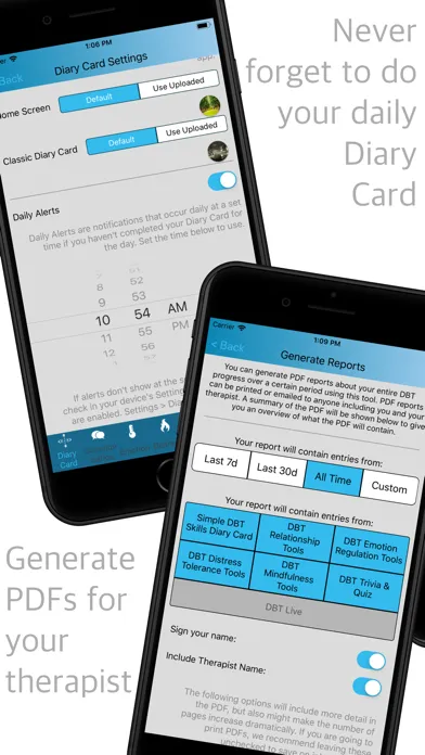Simple DBT Skills Diary Card Screenshots