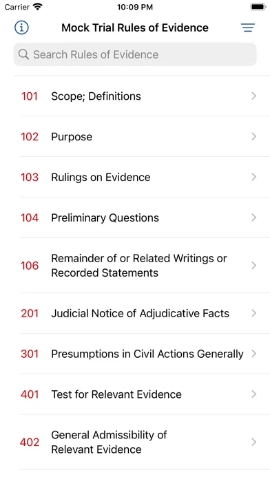 Captures d'écran de Mock Trial Rules of Evidence