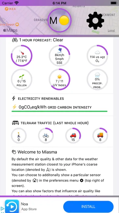 Tangkapan layar Miasma - Local Air Quality