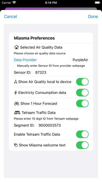 Tangkapan layar Miasma - Local Air Quality
