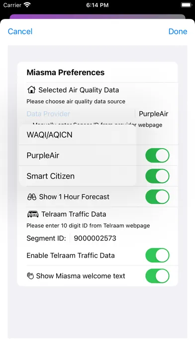 Tangkapan layar Miasma - Local Air Quality