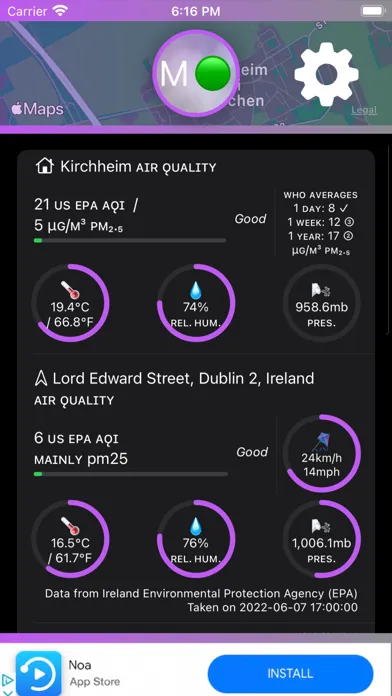 Tangkapan layar Miasma - Local Air Quality
