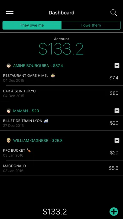 Debt Reminder - Who owes what to whom Screenshots