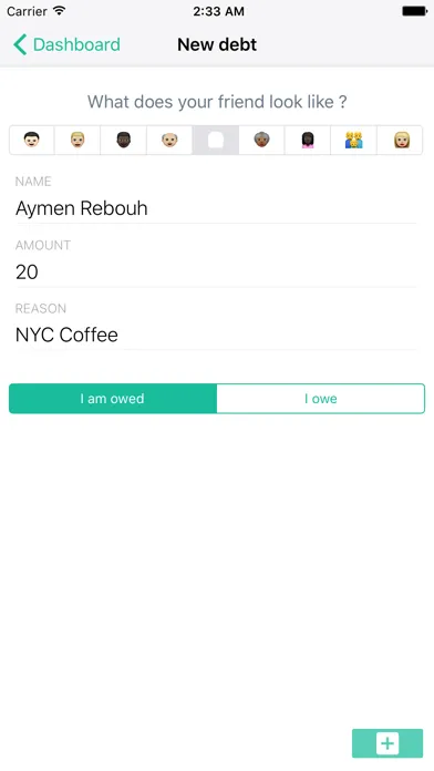 Debt Reminder - Who owes what to whom Screenshots