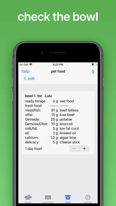 Ảnh chụp màn hình của petfood calc