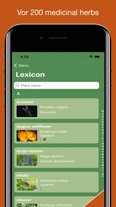 Tangkapan skrin Medicinal Herbs Lexicon