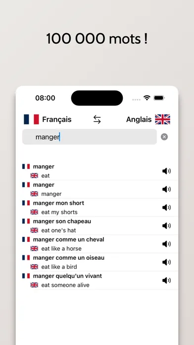Captures d'écran de Dictionnaire Anglais-Français