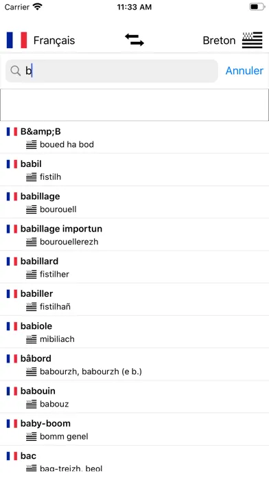 Capturas de pantalla de Dictionnaire Breton-Français