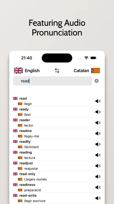Capturas de tela do Catalan-English Dictionary