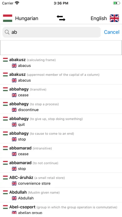 Captures d'écran de Hungarian/English Dictionary