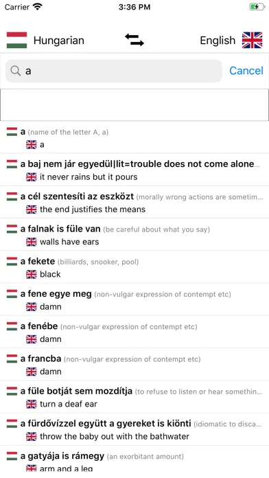 Captures d'écran de Hungarian/English Dictionary