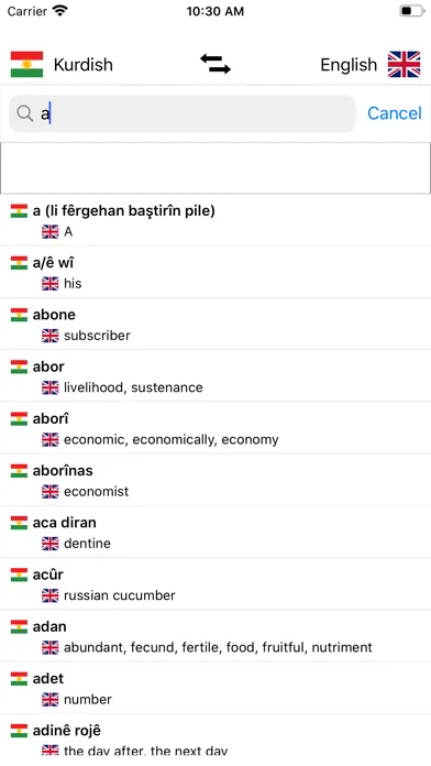 Captures d'écran de Kurdish-English Dictionary