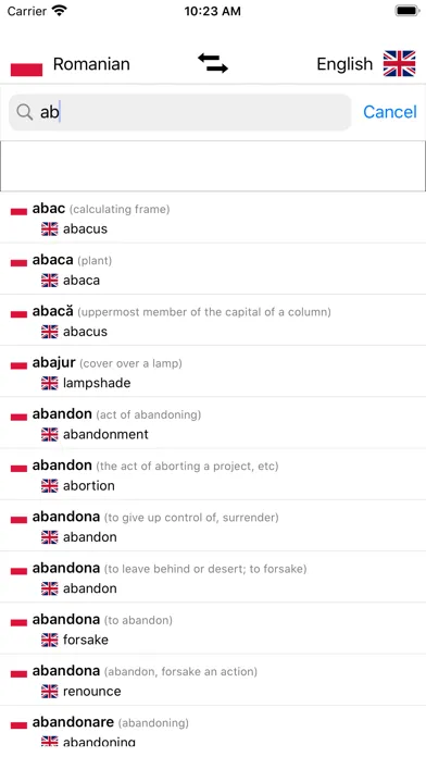 Romanian-English Dictionary Ekran Görüntüleri