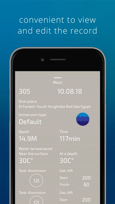 Tangkapan skrin Diving logbook-Dive Number