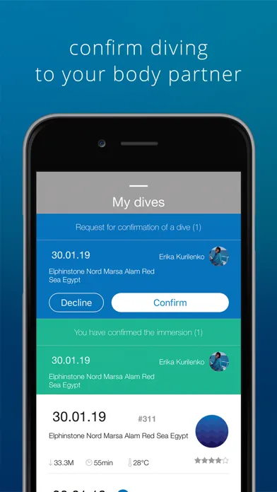 Tangkapan skrin Diving logbook-Dive Number