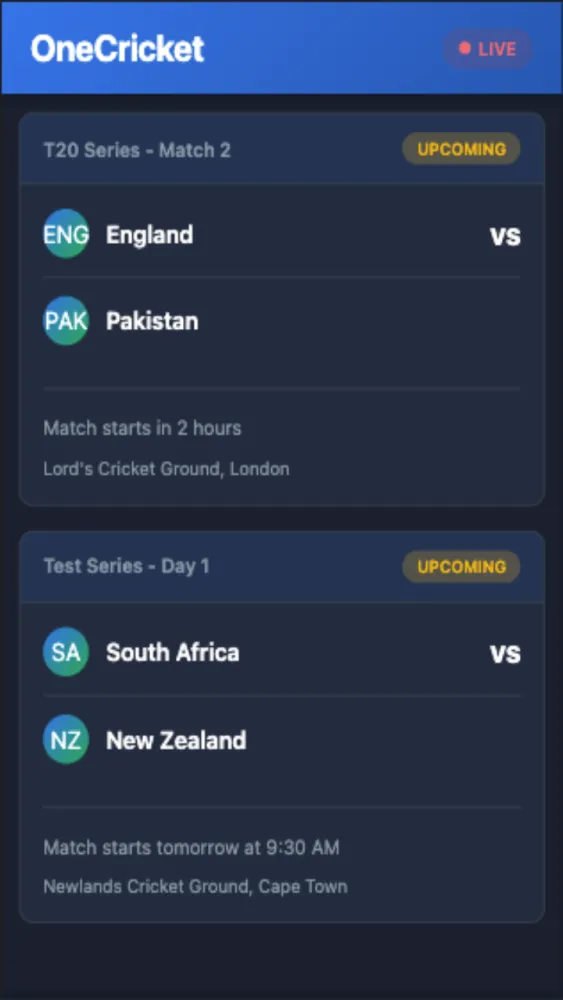 OneCricket Screenshots