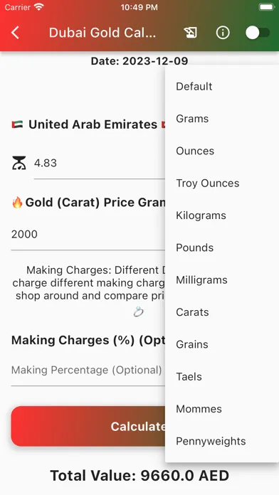 Capturas de pantalla de Dubai Gold Calculator