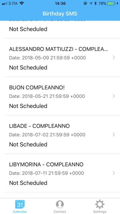 Capturas de tela do BirthdaySMS