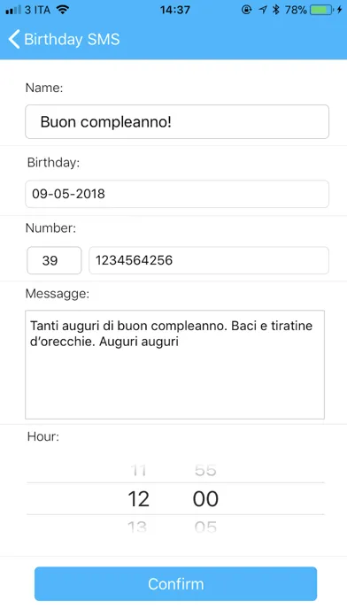 Capturas de tela do BirthdaySMS