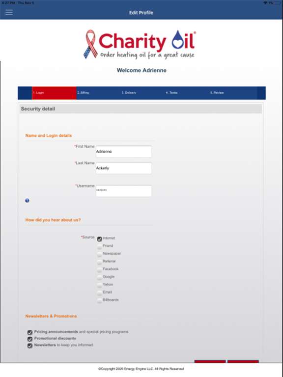 Ảnh chụp màn hình của Charity Oil iPad 