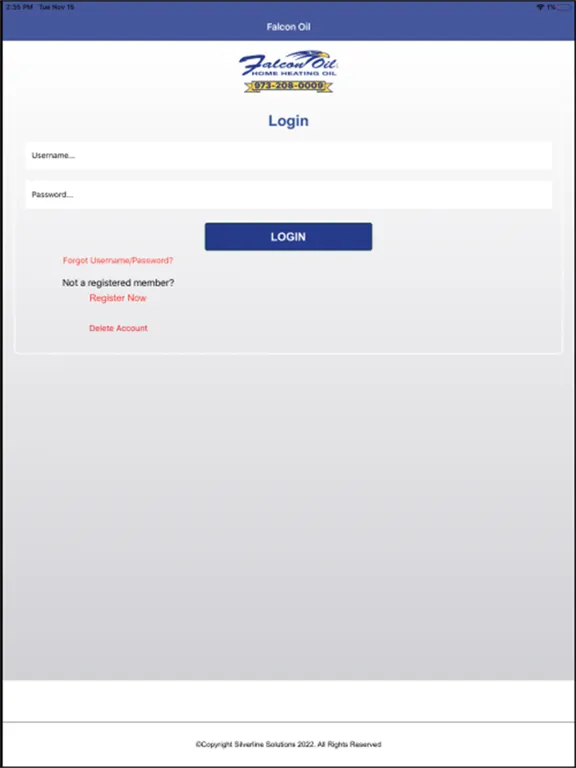 Tangkapan layar Falcon Oil iPad 