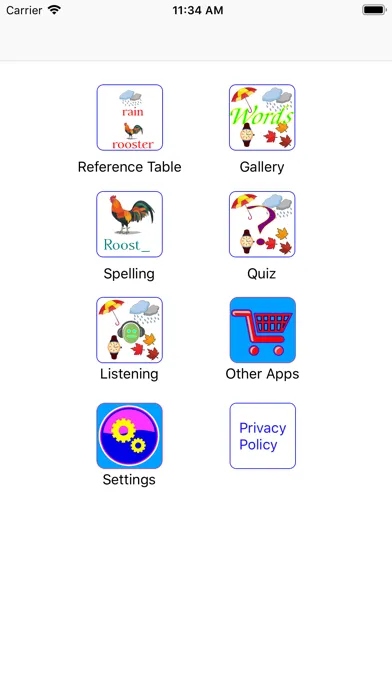 Screenshot di English words, nouns and test